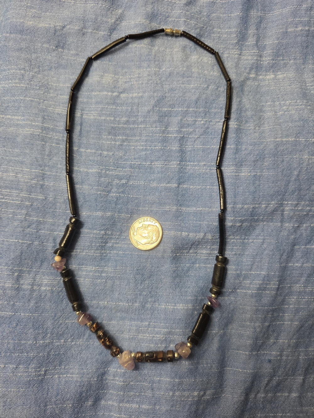 Vintage Black Coral And Amethyst Necklace